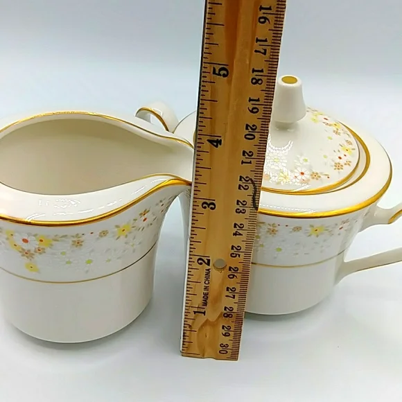🎷HP! Noritake Ivory China, Creamer and Sugar Bowl "fragrance 7025". Japan - Picture 11 of 14